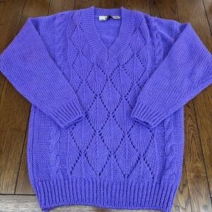 Vintage Haberdasher Knit Purple Sweater Wool Blend Women’s Medium Cottagecore